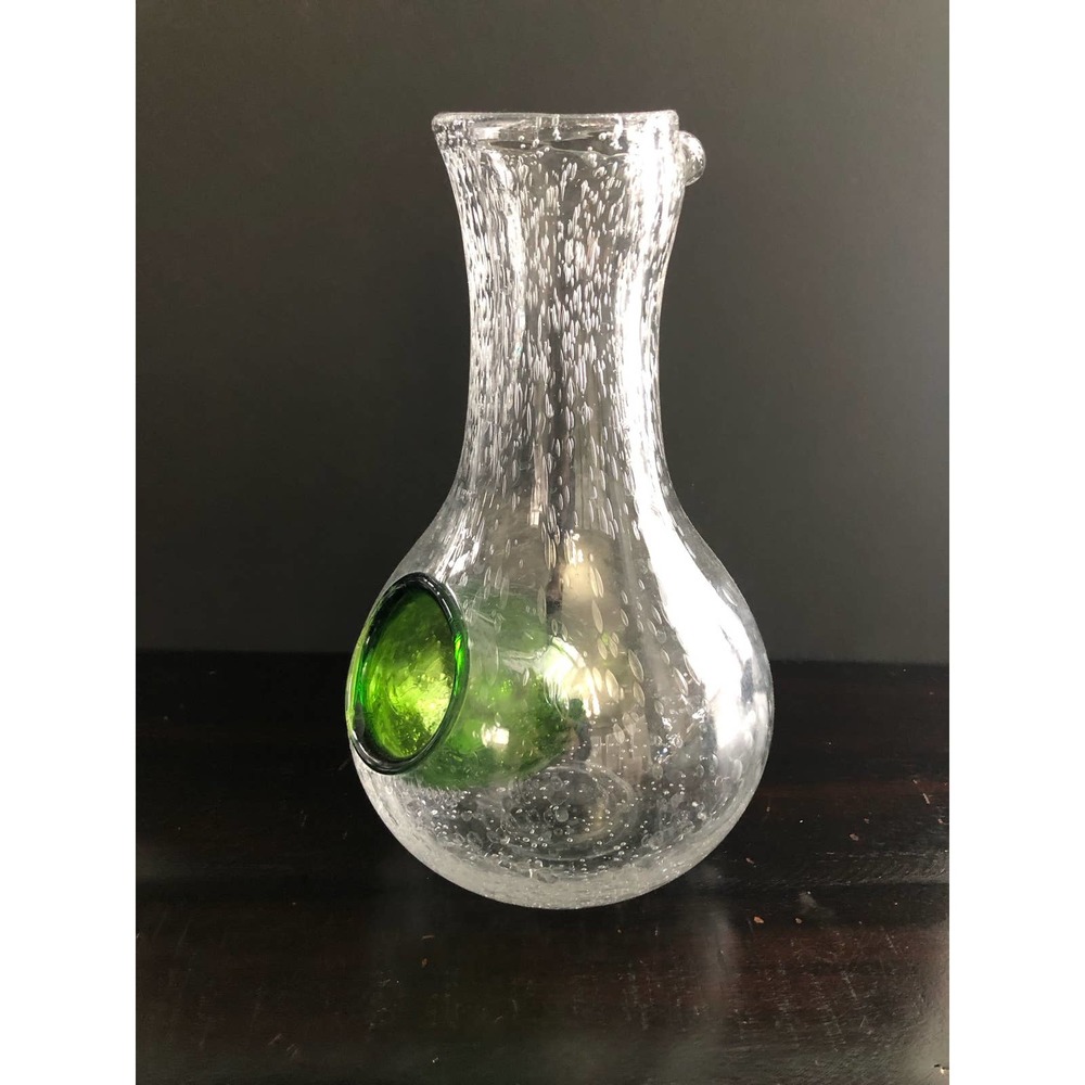 Hand blown glass bubble pitcher with ice pocket, vintage